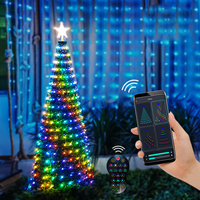 WS2812B choinki wykaszarki światła Multicolor Fairy gwiazda LED String wodospad Xmas APP Bluetooth Home Yard świąteczne dekoracje DC5V 1